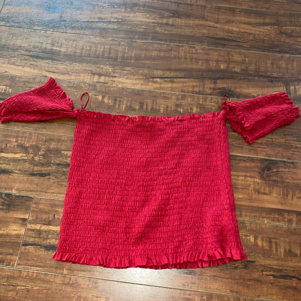 Red off shoulder top Size S/M